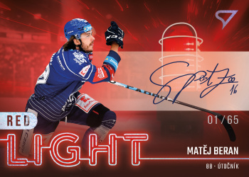 Matej Beran Kladno Tipsport ELH 2022/23 SportZoo 2. serie Red Light Auto /65 #RLS-MB